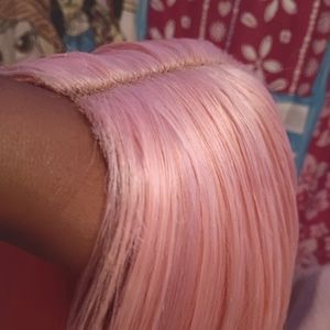 30" bone-straight pink synthetic wig